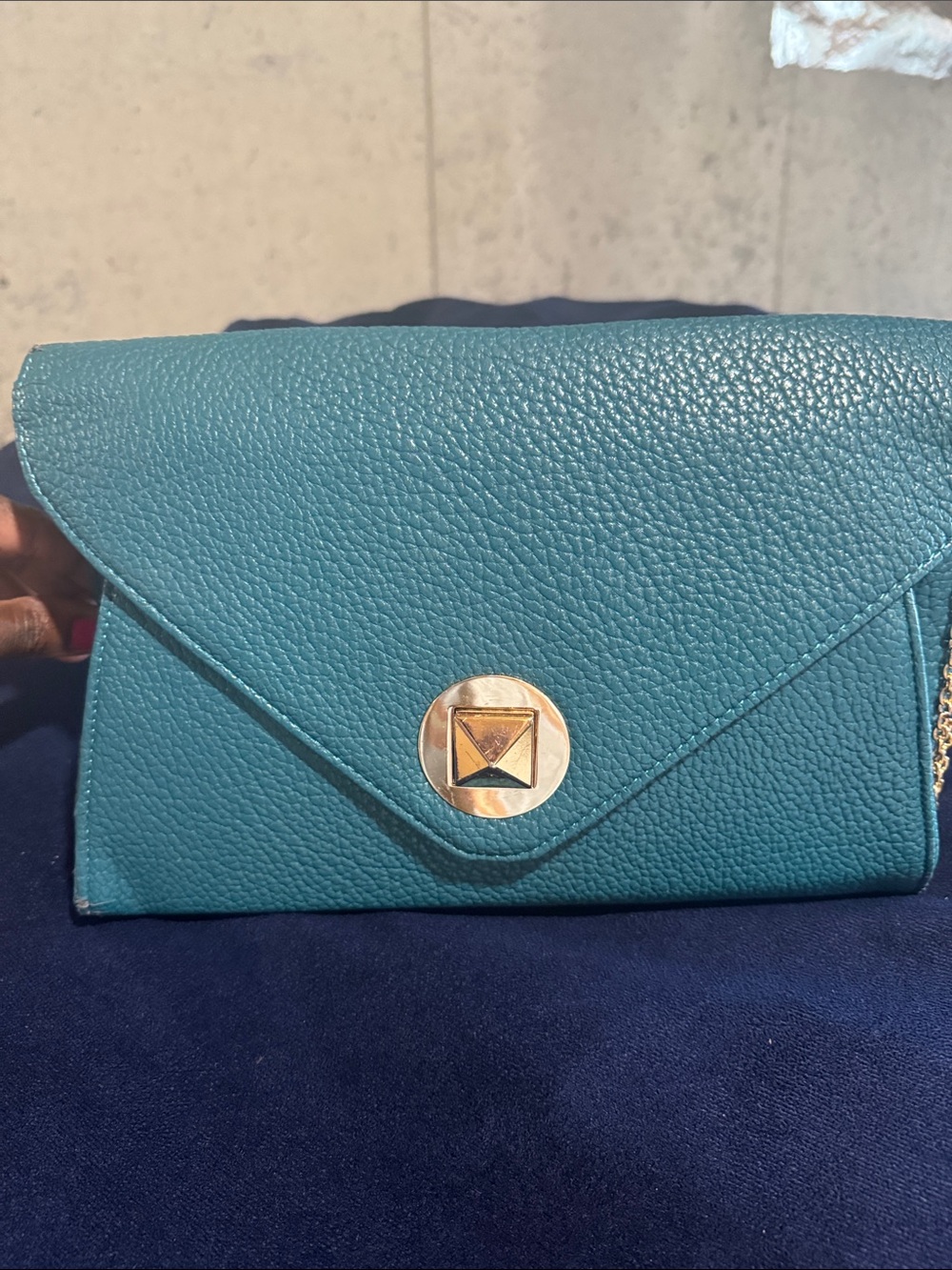 Teal Envelope Crossbody Bag with Gold Turn-Lock